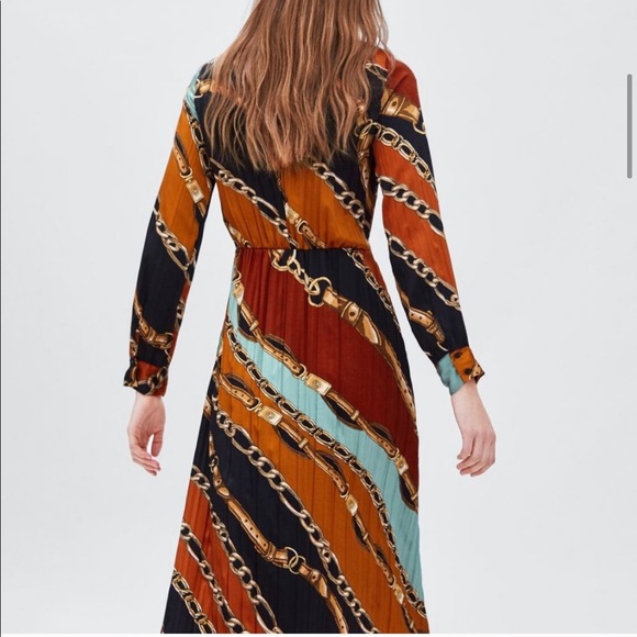 Zara Dresses Zara Chain Link Print Silky Dress Poshmark